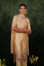 Zahraé Mellow Gold Dupion Silk Kurta Set
