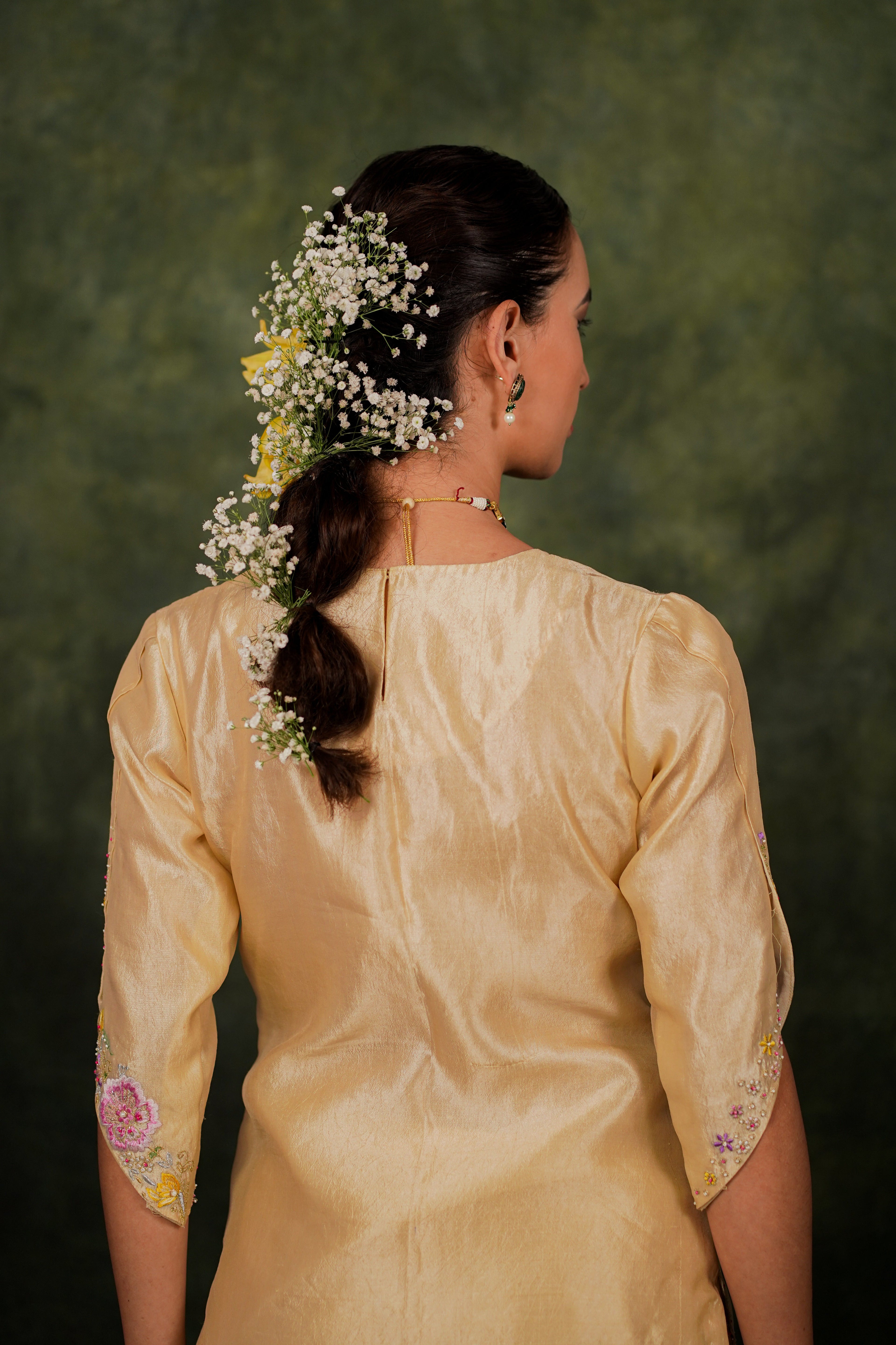 Zahraé Mellow Gold Dupion Silk Kurta Set