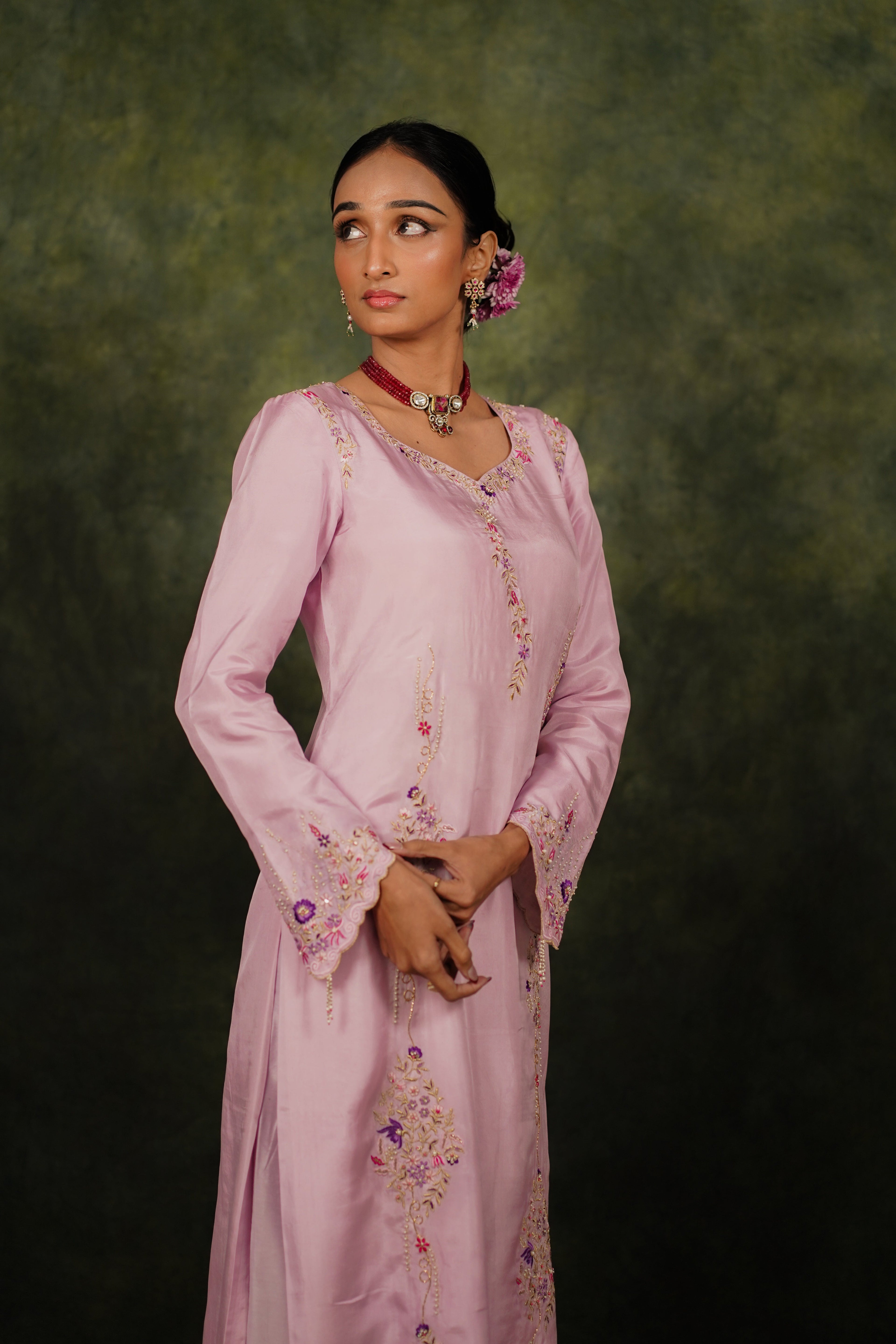 Seher Lilac Habutai Silk Kurta Set