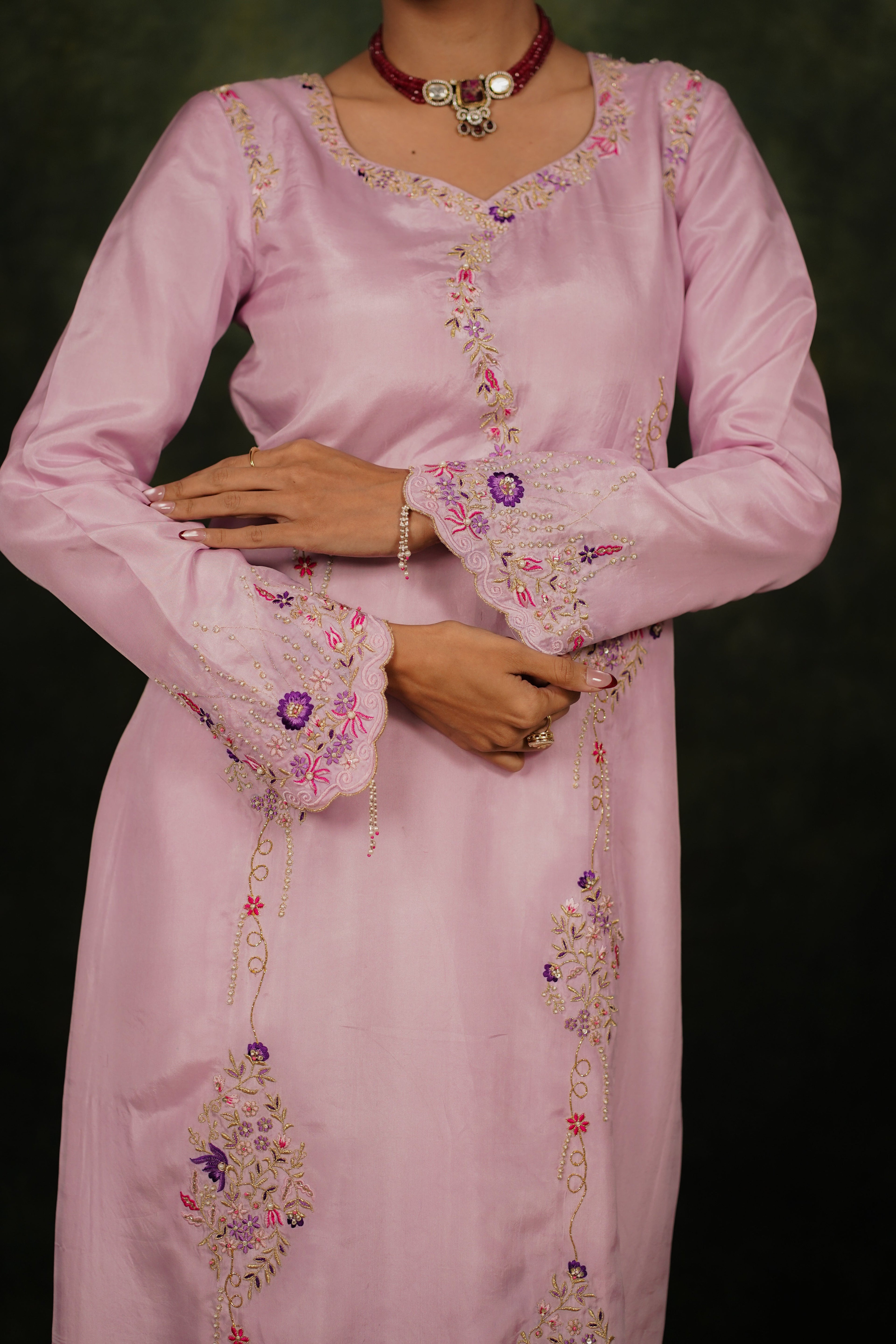 Seher Lilac Habutai Silk Kurta Set