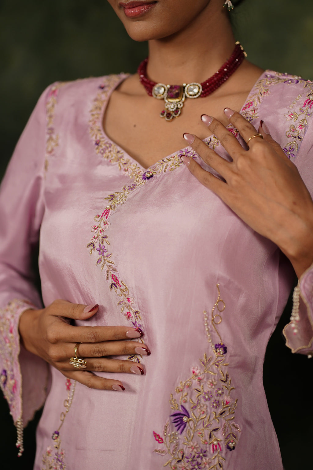 Seher Lilac Habutai Silk Kurta Set