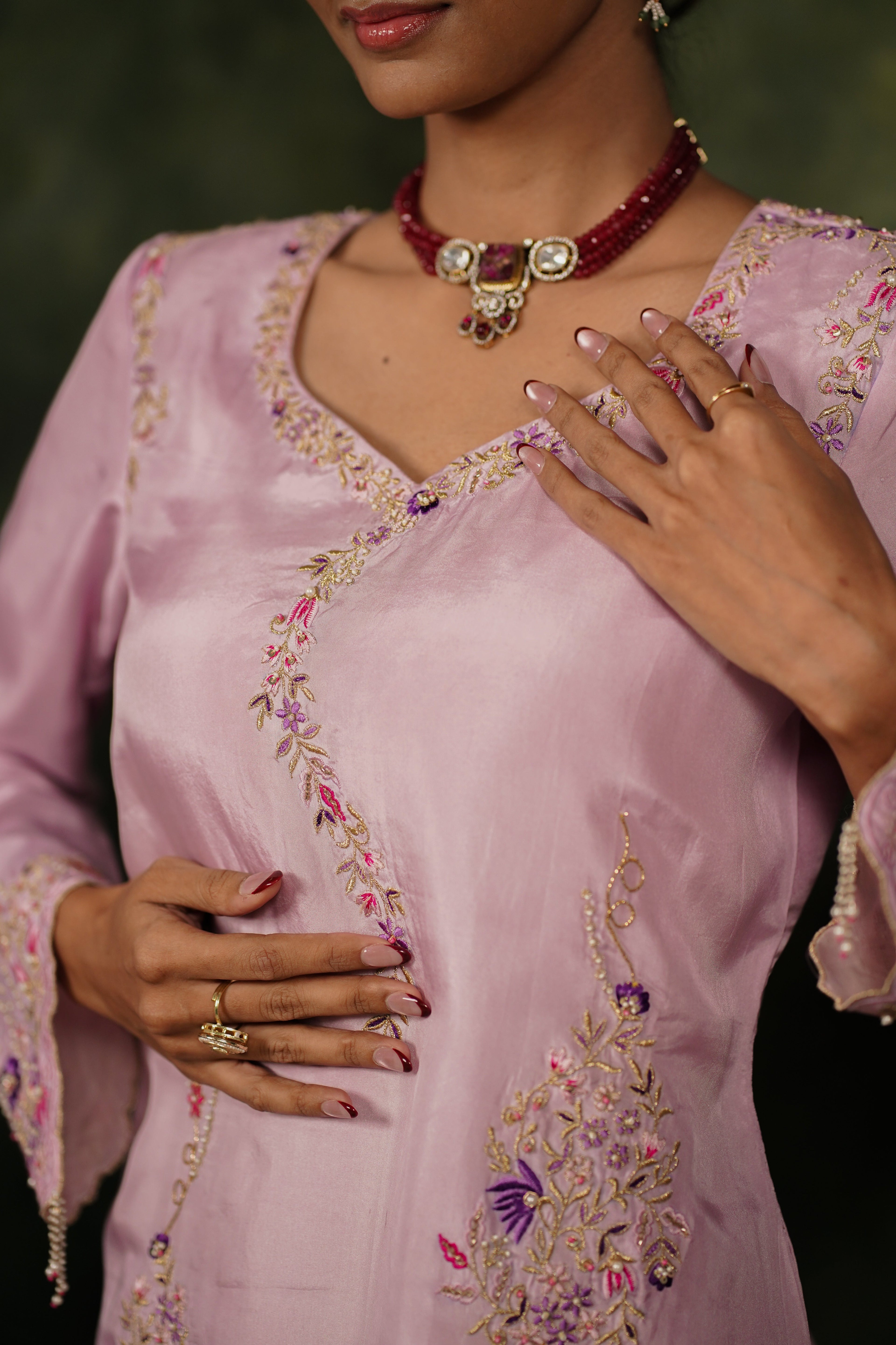 Seher Lilac Habutai Silk Kurta Set