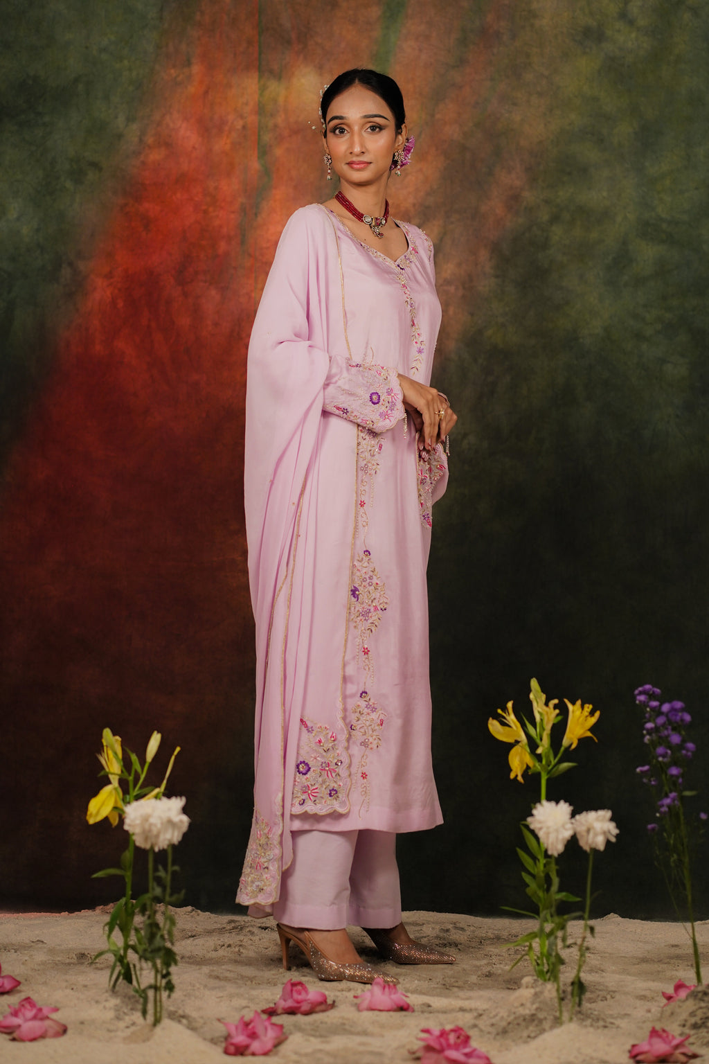 Seher Lilac Habutai Silk Kurta Set