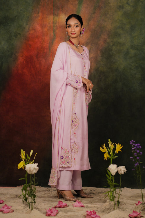 Seher Lilac Habutai Silk Kurta Set