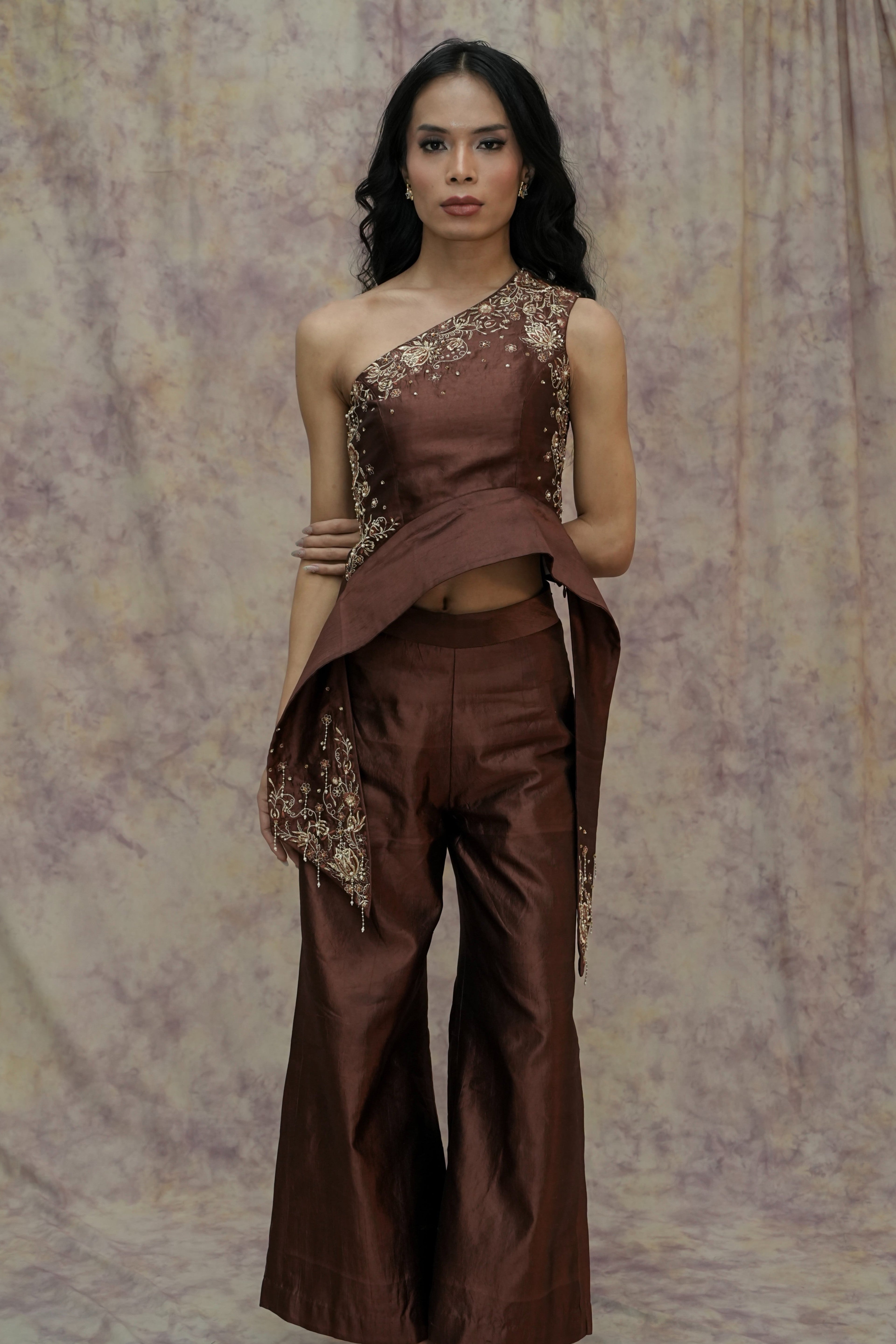 Zavian Cinnamon Roast Dupion Silk Co-ord Set