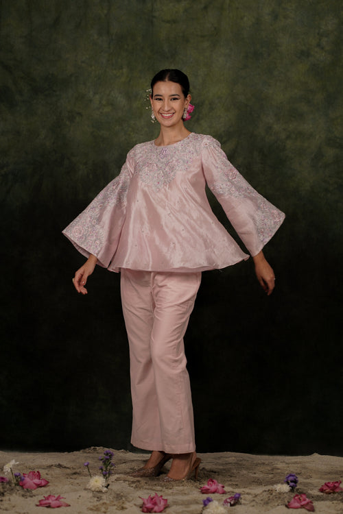 Mehr Rose Pink Dupion Silk Co-ord Set by Nuce Loom