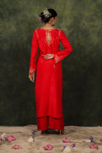 Seher Ruby Red Habutai Silk Kurta Set
