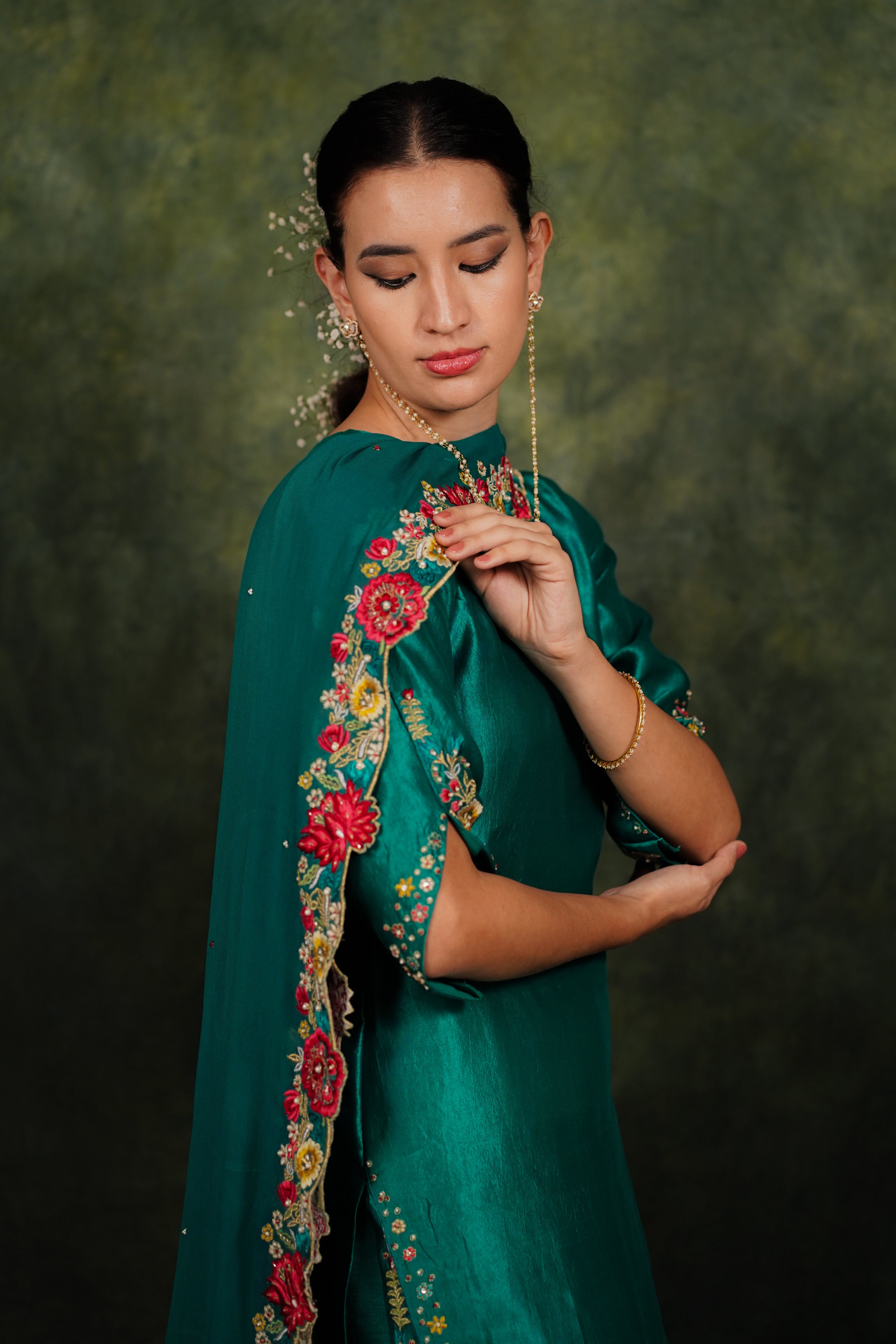 Zahraé Viridian Dupion Silk Kurta Set