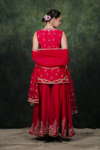 Shagufta Raspberry Pink Chanderi Silk Sharara Set