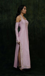 Vestido de seda Chanderi lila Shirin