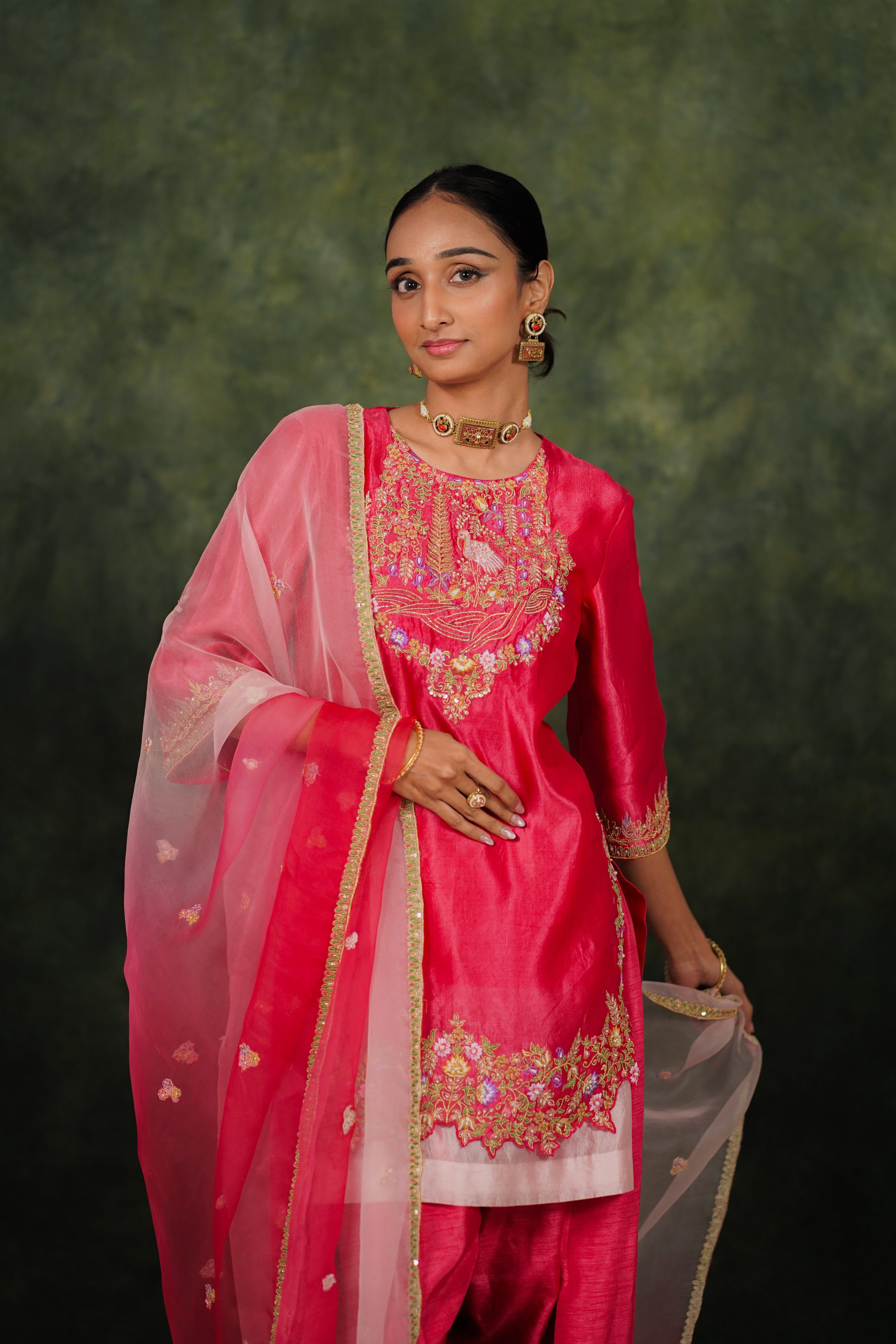 Nukta Winterberry Dupion Silk  Kurta Set