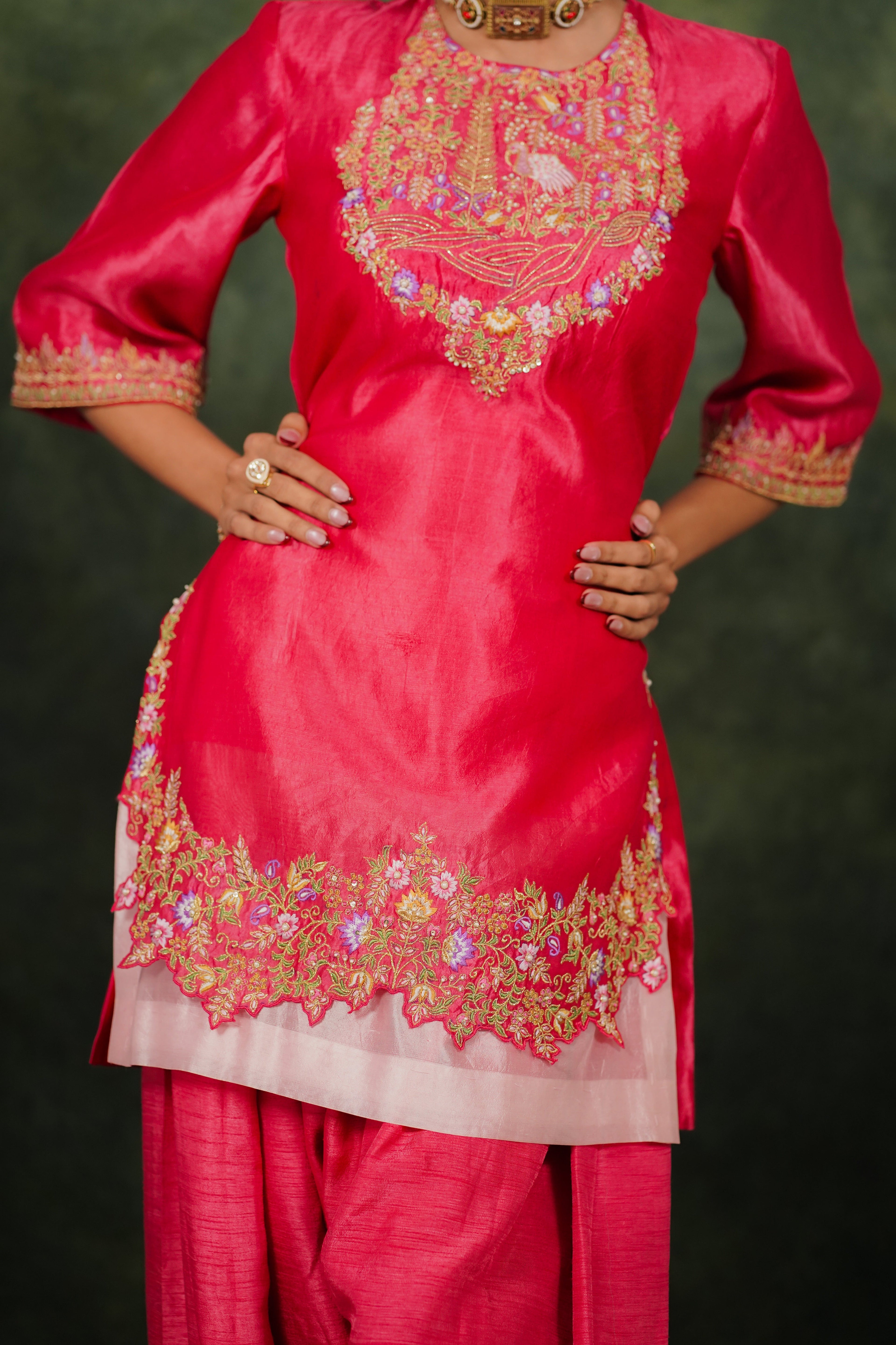 Nukta Winterberry Dupion Silk  Kurta Set