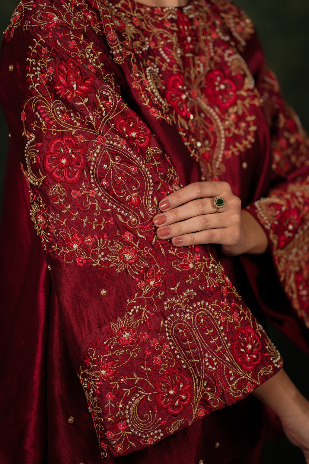 Mehr Red Wine Dupion Silk Co-ord Set