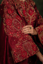 Mehr Red Wine Dupion Silk Co-ord Set