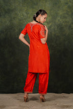 Arina Burnt Orange Habutai Silk Kurta Set