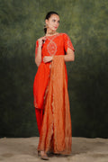 Arina Burnt Orange Habutai Silk Kurta Set