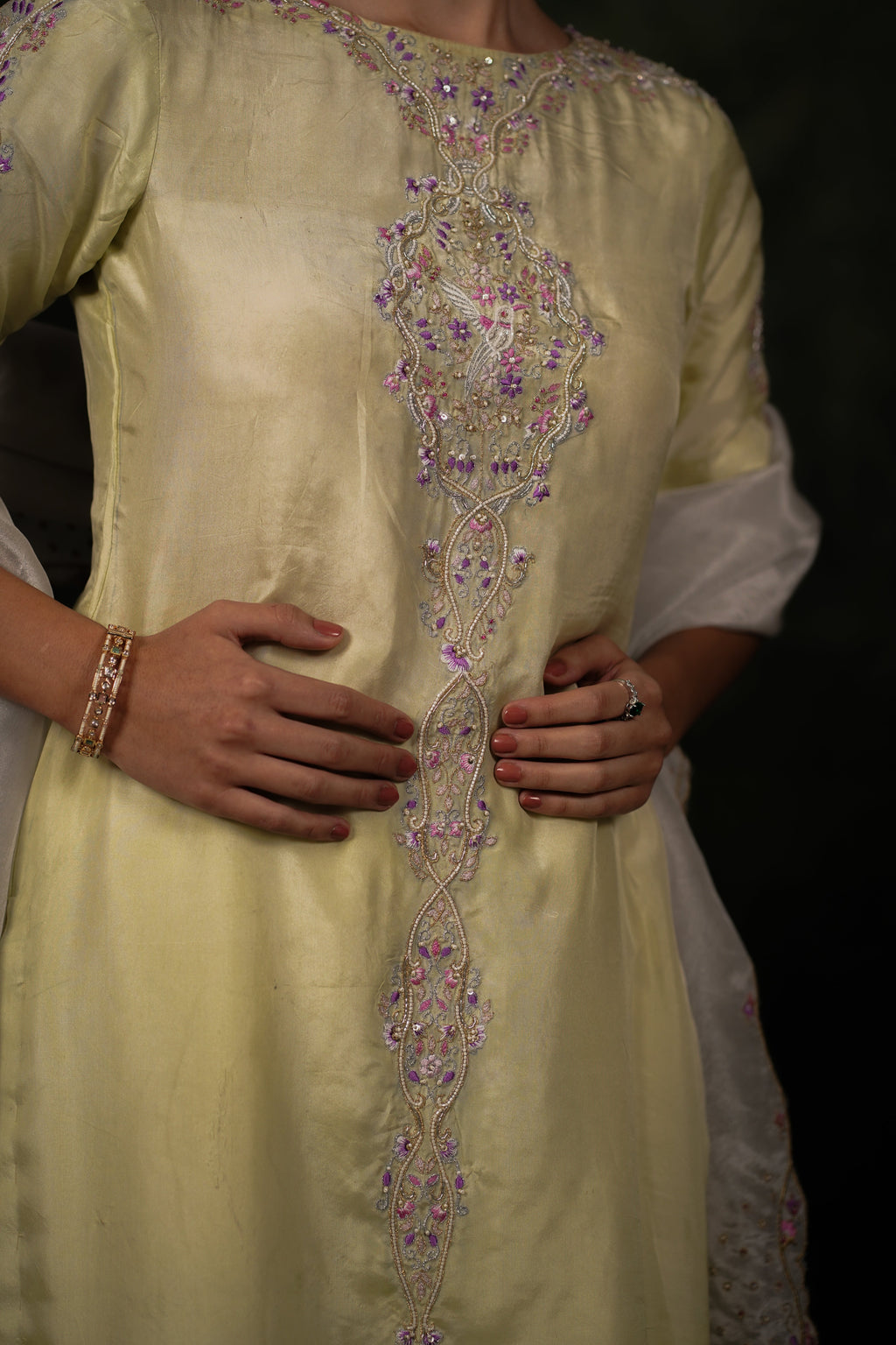 Arina June Bud Habutai Silk Kurta Set
