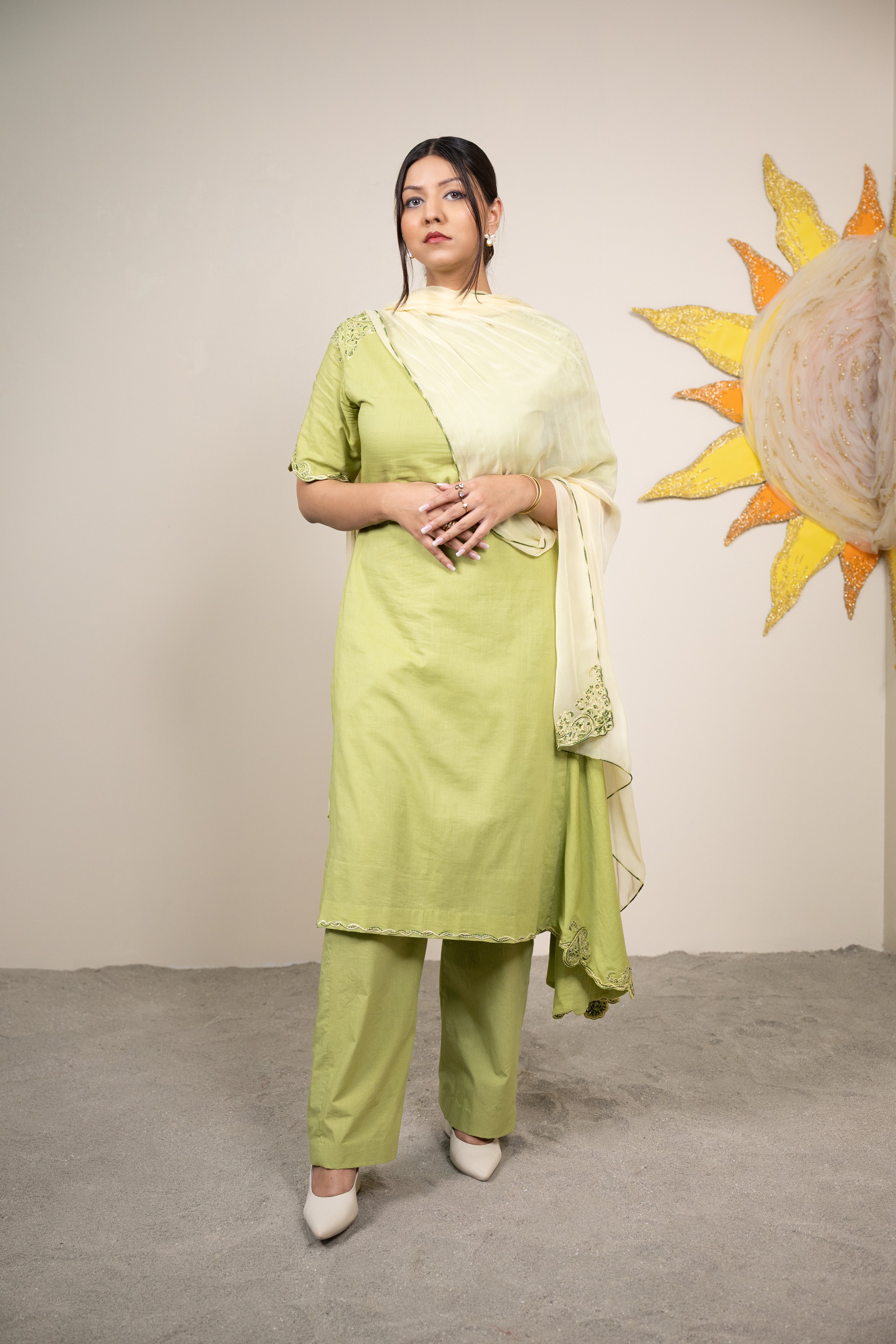 Izel Seed Green Kurta Set