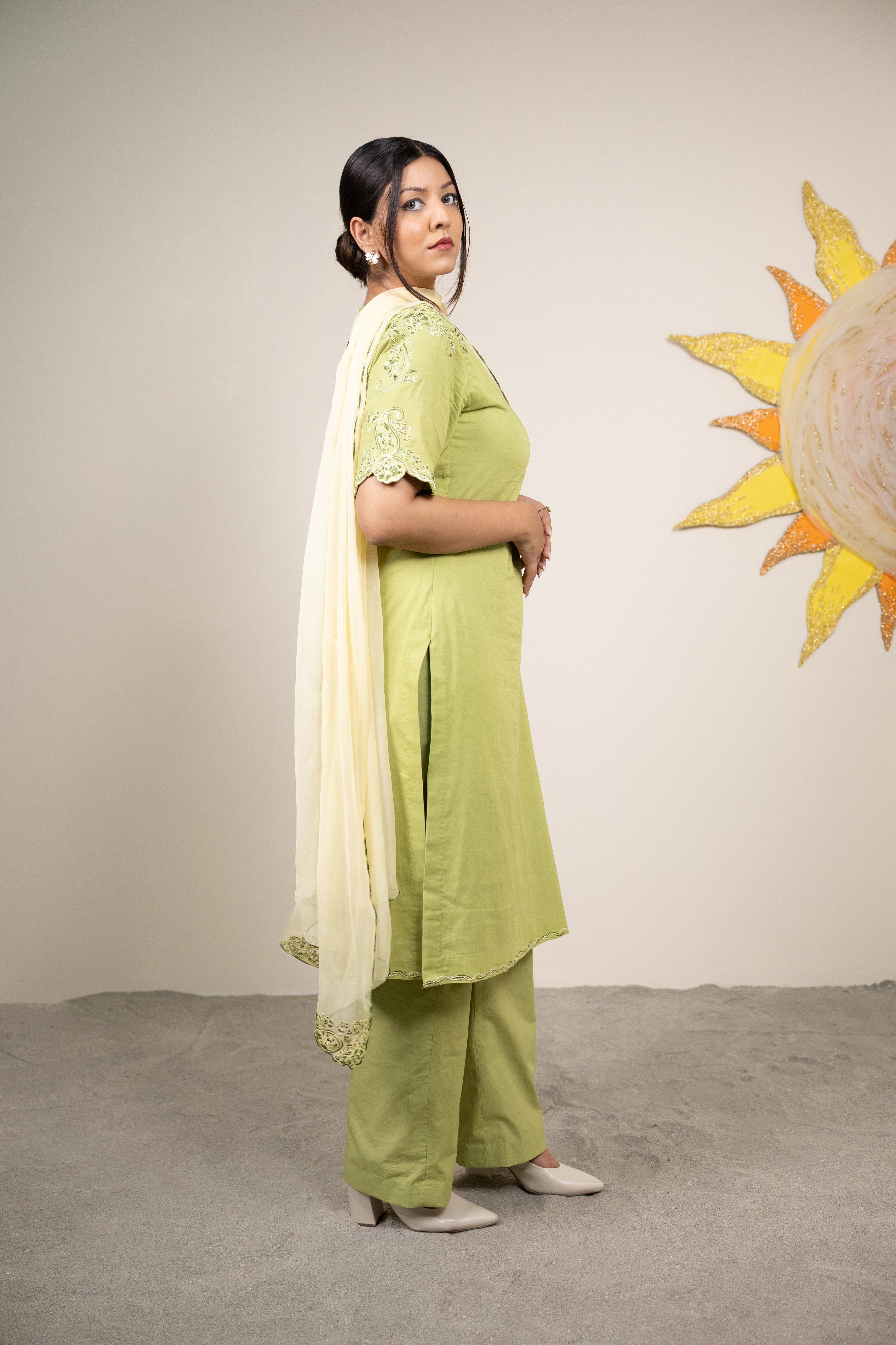 Izel Seed Green Kurta Set